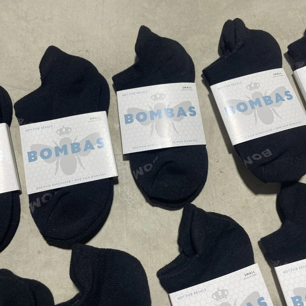 BOMBAS Lot (16 Pairs) Youth Black Ankle Socks Size Small New Superior Quality